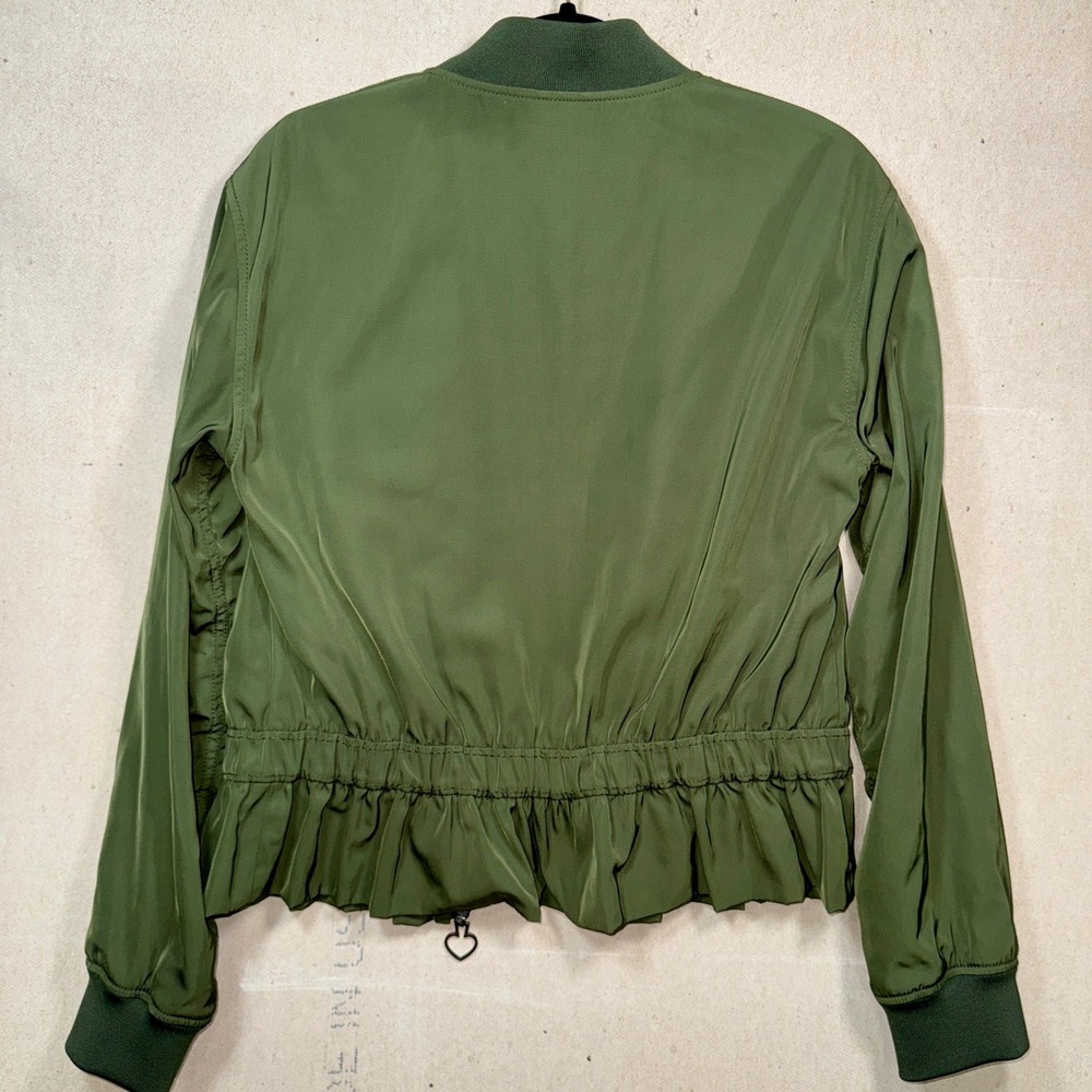 Kate Spade Green Bomber Jacket Peplum Hem Lightweight Women's Small - Picture 3 of 7